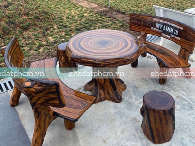 Mẫu bàn ghế đá giả gỗ TPHCM chất lượng giá tốt 
