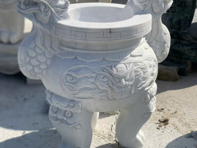 Lư hương đá trắng tự nhiên cao cấp mang vẻ đẹp tinh tế